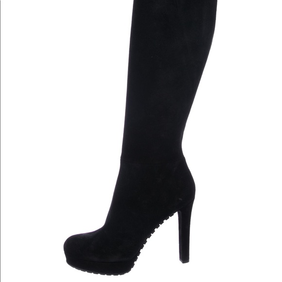 Gucci Suede Round Toe High Top Boots - Picture 4 of 16